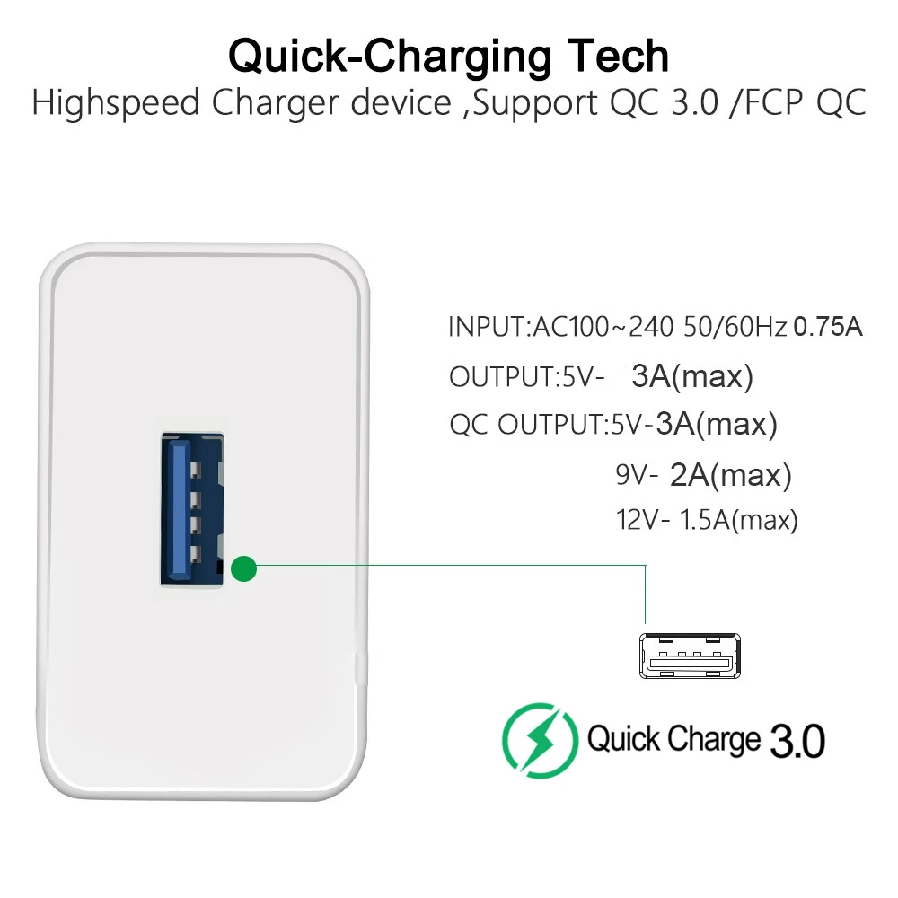 usb quick charge 3.0 Quick Charge 3.0 2.0 EU/US Plug USB Charger Travel Wall Fast Charging Adapter For Samsung S9 Xiaomi Tablets Mobile Phone Charger 65w charger phone