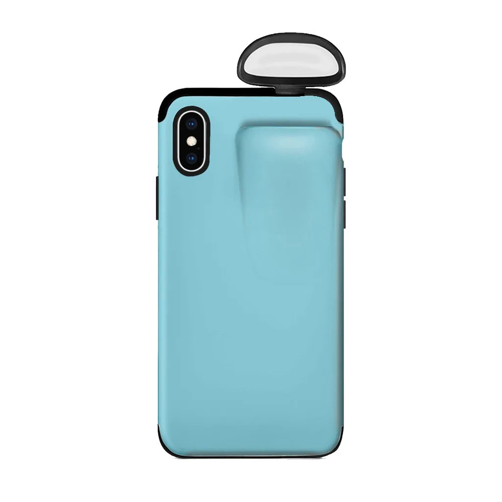 Blue Силиконовый чехол для ручки 2 в 1 беспроводная гарнитура Набор защита для IPhone X/XS и для наушников - Цвет: Blue