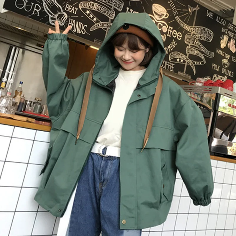 astounding  Oversize Jacket Female New Spring Hooded Bomber Jacket Women Unisex Loose Jacket Student BF Harajuk