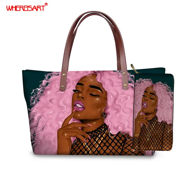 WHEREISART, женские сумки, сумки,, известные бренды, африканская пляжная сумка, Bolsa Feminina, афро черная вместительная сумка для девушек, кожзам, кошелек - Цвет: YQ3697ALZ21