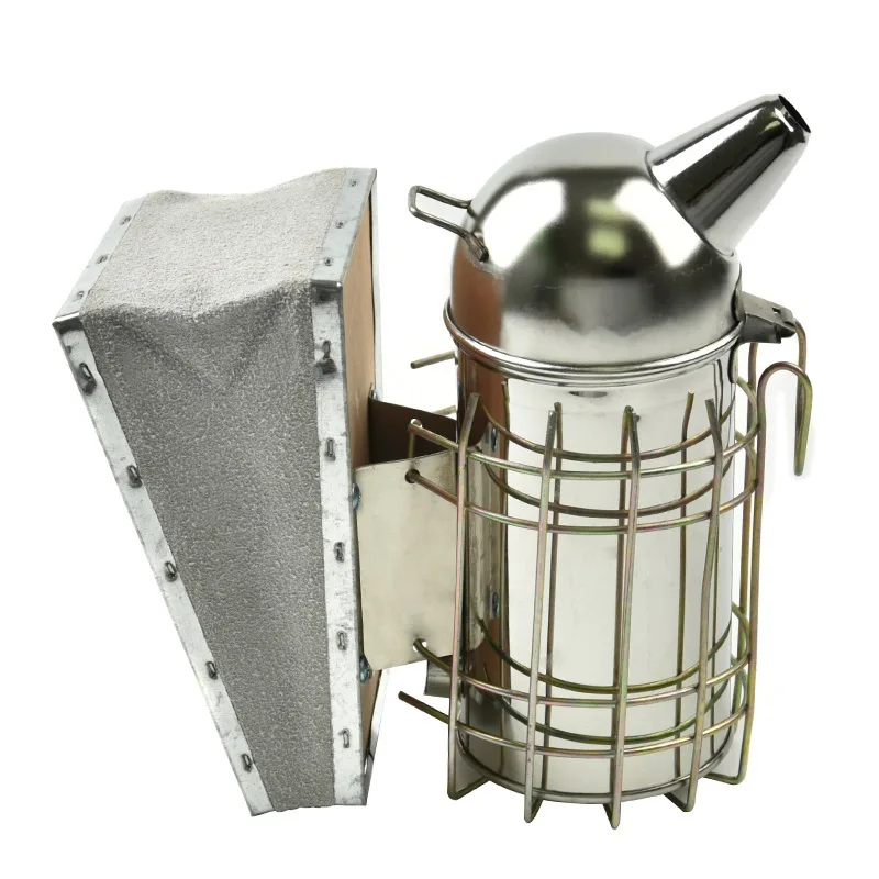 

Stainless Steel Manual Bee Hive Smoke Transmitter Kit With Heat Shield and Gray Bellow Beekeeping Apiculture Beekeeping Tool