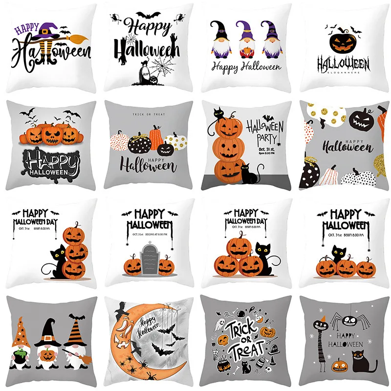 

2021 Halloween Pillowcase Pumpkin Cushion Cover Decorative Sofa Party Home Car Pillow Cover Print Halloween Decoration 45x45cm