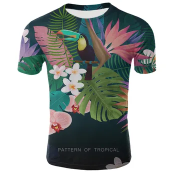 

New 3D Green Leaves Tshirt Short Sleeve Beach Hawaiian Style Milk Silk T-shirts Banana Leaf Print Casual Holiday Party Clothing