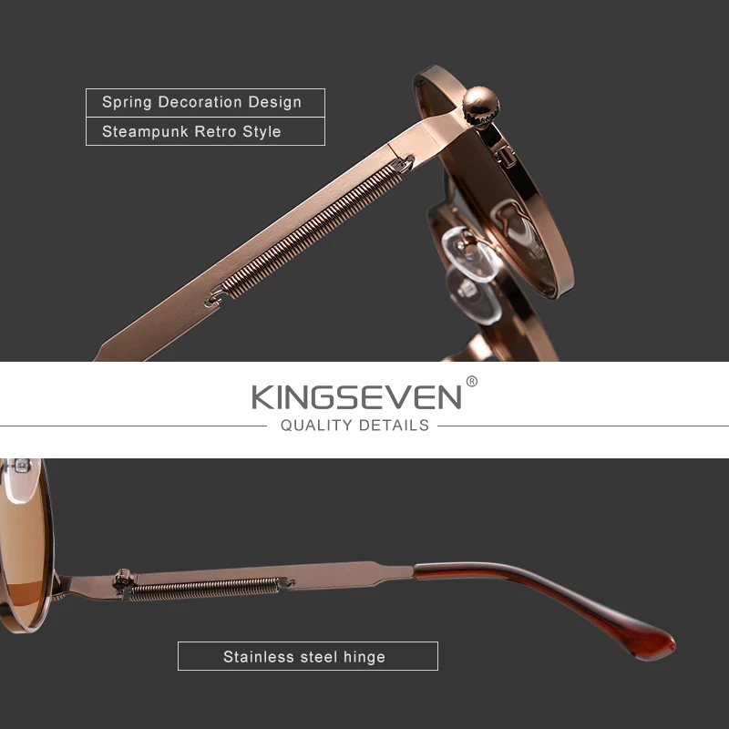 KINGSEVEN occhiali da sole Steampunk gotici di alta qualità polarizzati uomo donna Designer di marca occhiali da sole rotondi Vintage con montatura in metallo