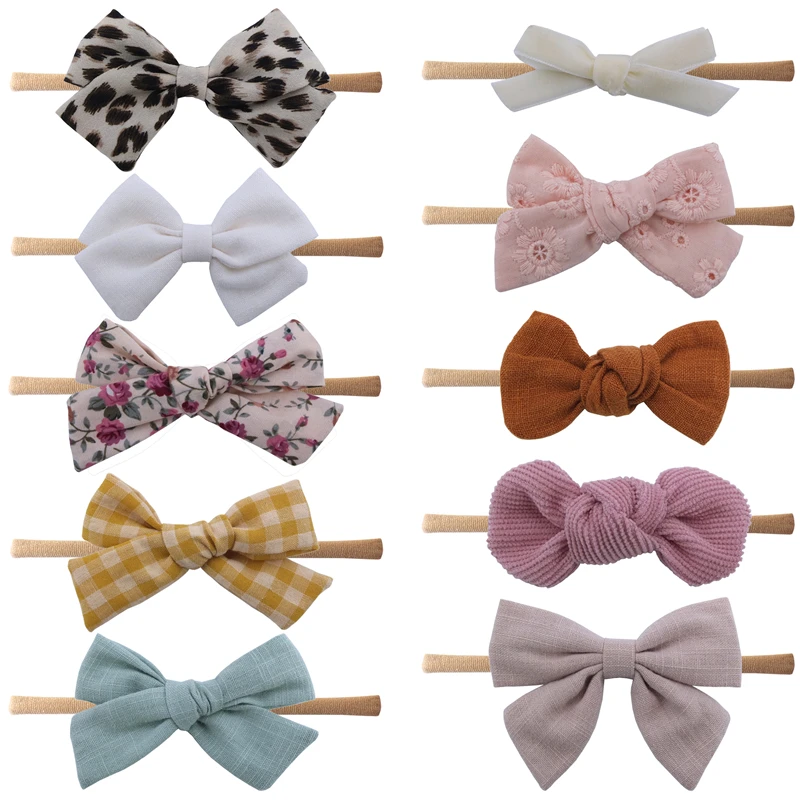 10 PCS Baby Toddler Headbands and Bows Newborn Headband Infant Baby Girls Kids Nylon Hairbands Hair Bow Accessories toddler baby girl kids nylon headbands corduroy hair bows elastic bands hairbands accessories headwear