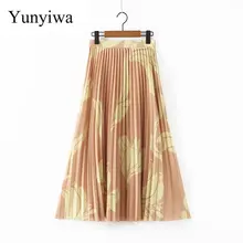 Женская модная плиссированная юбка миди с принтом Faldas Mujer, Женская шикарная повседневная юбка до середины икры с боковой молнией Vestidos