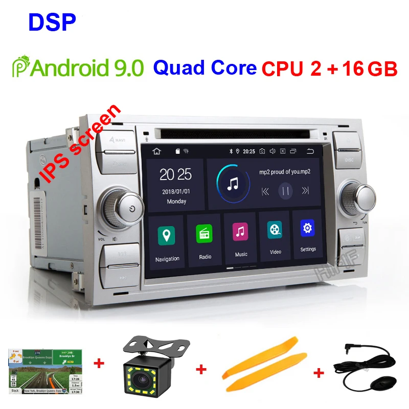 DSP " in dash 2 din Android 9,0 автомобильный dvd-плеер GPS для автомобиля, стерео OBD2 для Ford C-Max Fiesta Fusion Kuga Mondeo Фокус с радио - Цвет: 2G RAM 16G ROM DSP