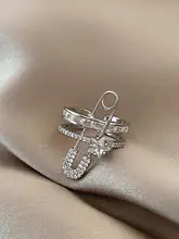  European And American Style Ring Exaggerated Micro-Inlaid Zircon Open Ring Pin Design Double Layer Finger Jewelry For Woman 