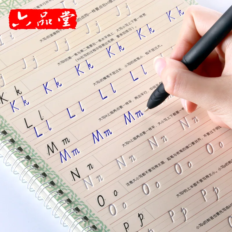 

Italian Style Reusable English 3D Groove Calligraphy Copybook Liu Pin Tang Erasable pen Learn words Adults Kids Art writing book