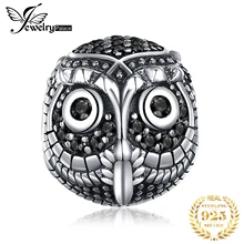 JewelryPalace Owl 925 Sterling Silver Beads Charms Silver 925 Original Fit Bracelet Silver 925 original For Jewelry Making Girls