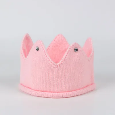 Baby Knitted Crown Hats With Diamond Toddler Candy Color New Fashion Caps Cute Kids Accessories Wholesale