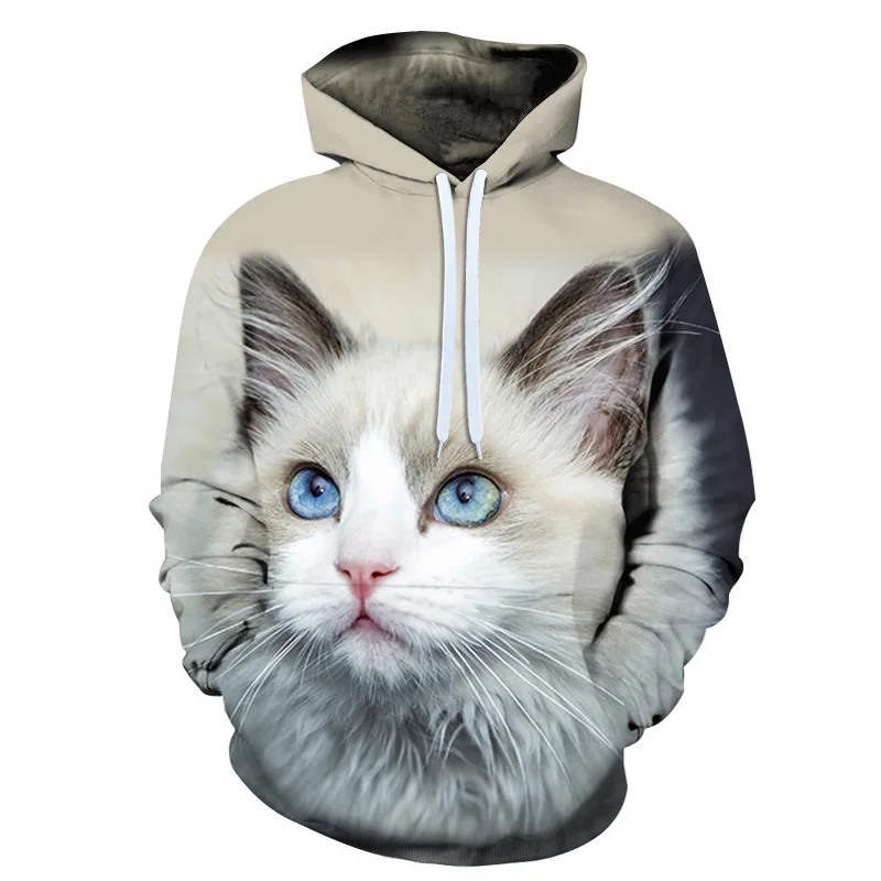 

Girls Sweatshirts 3D Printing Women Lovely Cat Animal Series pullover Animals Long Sleeve Hoodies Girls Tops Female Thin Hoodie