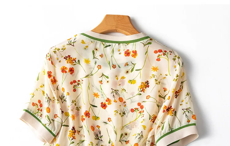 Suyadream mulher floral verão blusas 100% seda