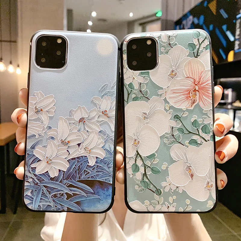 

Shockproof Flower TPU Phone Case for Etui iPhone 11 Fashion Floral Back Cover for iPhone 11 Pro Max XR Xsmax X Xs 6 6s 7 8 Plus