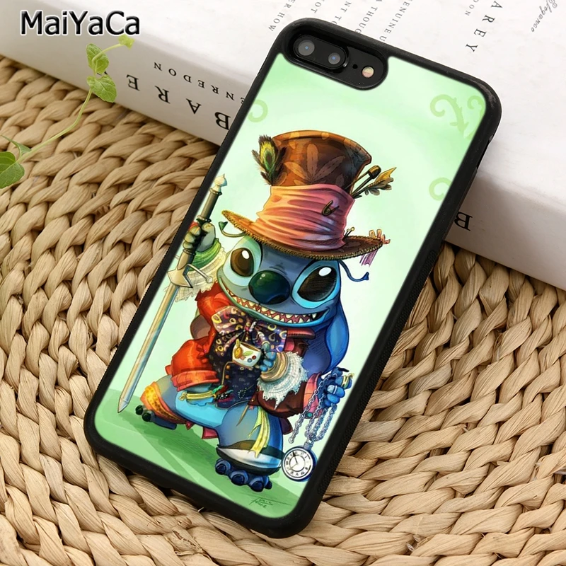 

MaiYaCa Mad Hatter Lilo & Stitch Alice Wonderland Phone Case For iPhone 5 6 7 8 plus 11 Pro X XR XS Max Samsung S7 S8 S9 S10