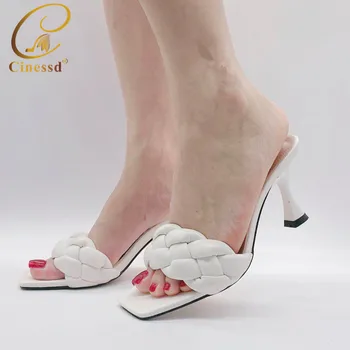 

White Color Wedding Shoes Woman Ladies Pumps Shoes Party Wedding Shoes Decorated with Rhinestone New Arrival Italy Shoes