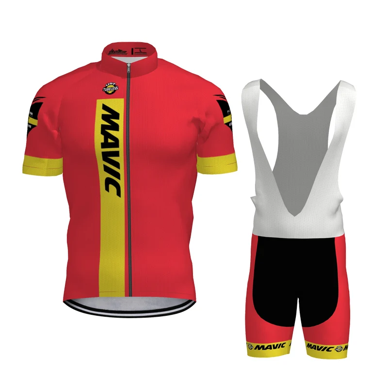 LairschDan Pro equipo mavic ciclismo Джерси de verano de manga corta y pantalones cortos de babero conjunto bicicleta mtb r - Цвет: 1