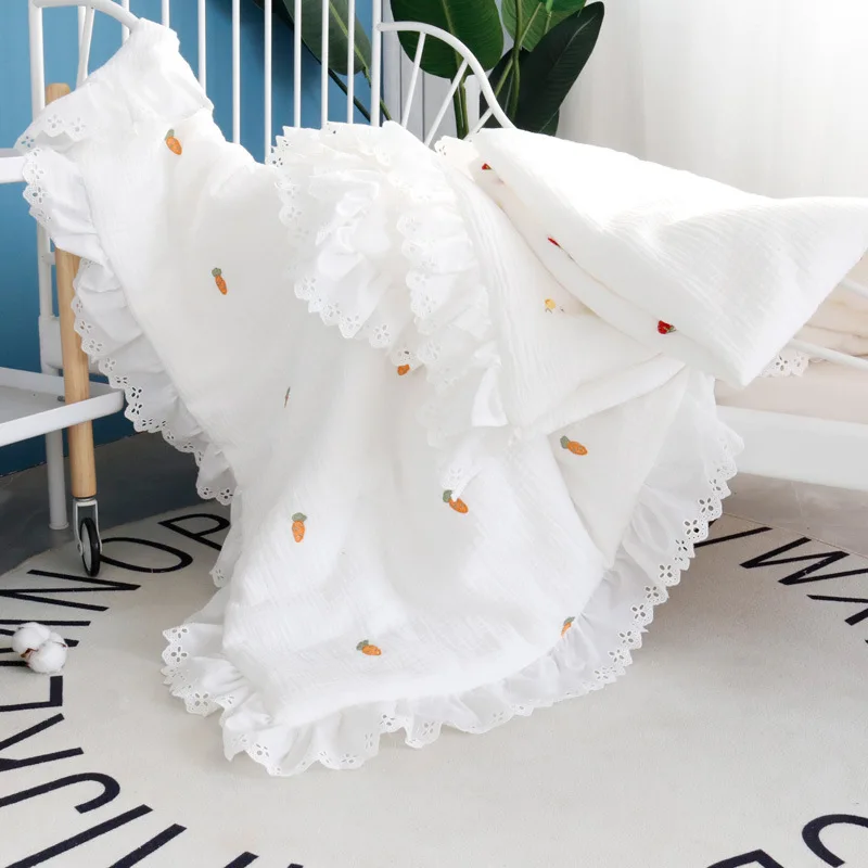 Discount Cotton Quilt Blanket Baby Bed Thick Newborns Winter with Falbala Princess Muslin  dmx5MoO9M9r