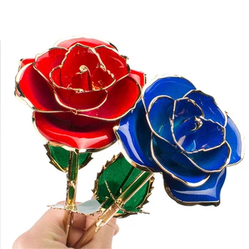 

Valentine's Day 24K Gold Plated Rose Romantic Flower Red Blue and Gift Box