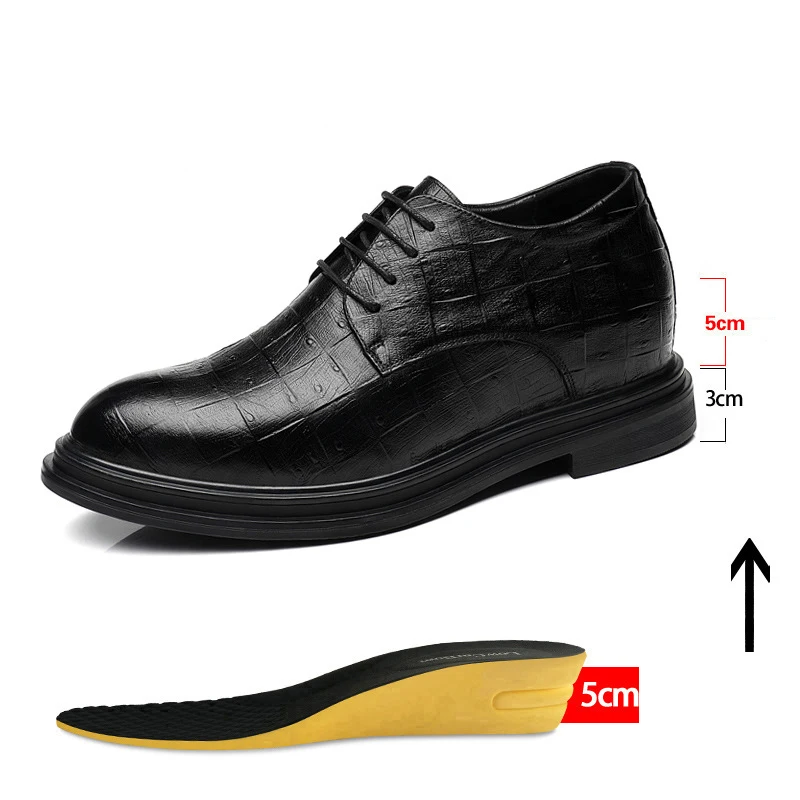 

6CM Invisible Height Increase Leather Shoes for Men Wedding Groomsman Extravagant Elegant Dress Shoes Men Business Shoes