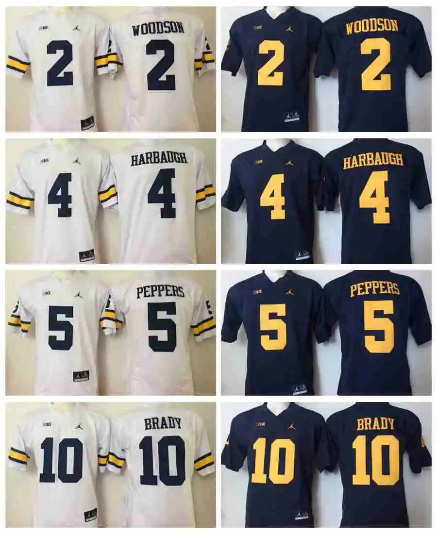 Новинка, Мичиган Росомахи Джабрил перцы, Jim harbagh Charles Woodson tom brady, Джерси