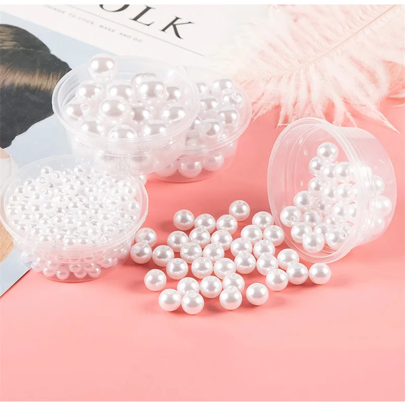 Acrylic Beads ABS Imitation Pearl Loose Round for Necklace Bracelets DIY Jewelry Components