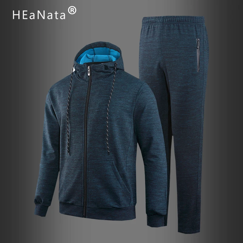 

S[ortwear Solid Color Hooded Jackets with Pants 2020 Winter Autumn Fashion Two Pieces Tracksuit Men Slim Fit Jogging Suits Male