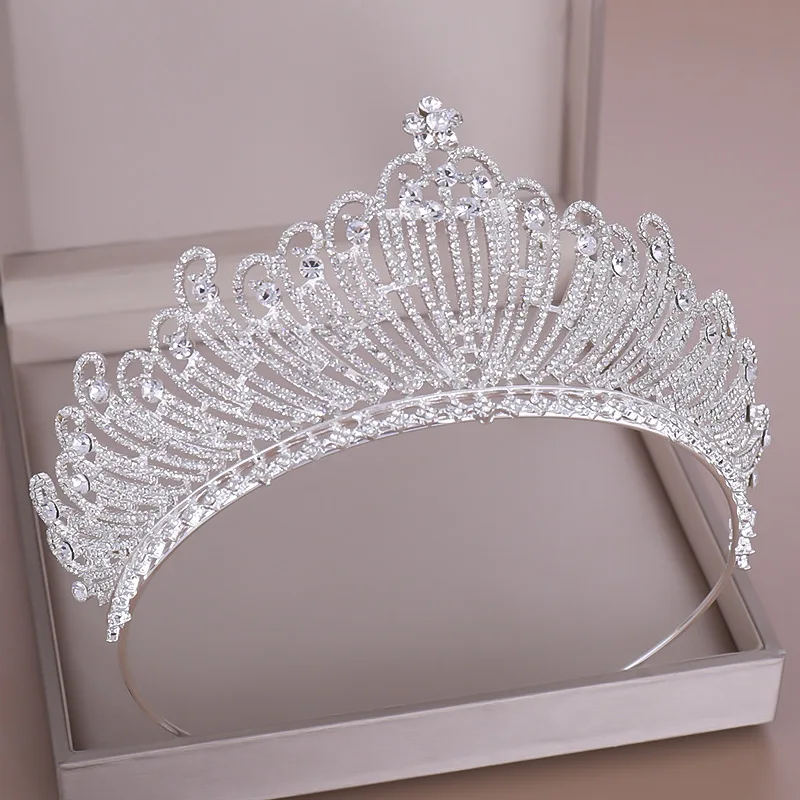 

Mission Ming Crown Korean Style Large Size Crystal Crown Man-made Diamond Crown Hair Bands Bride Marriage Headdress Wedding Head