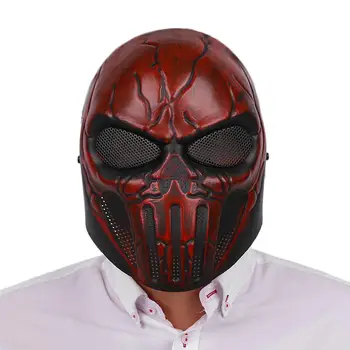 

Mask Tactical Horror Red TPR+EVA Outdoor Sports Full Protection Safety Protector Skull Mesh Paintball