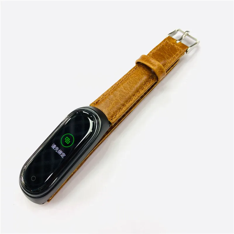 Genuine Leather Strap For Xiaomi Mi Band 3 4 Smart accessories Wrist Strap With Metal Case Cover For Xiaomi Mi Band 4 Wristbands