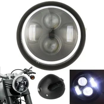 

New 16cm/6.5" Motorcycle LED Headlight Head Lamp Bulb for Cafe Racer High Quality High Transmission Aluminum + PC