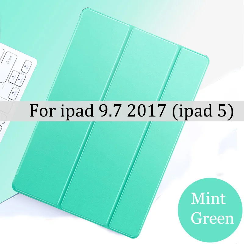 Tablet case for Apple ipad Pro 9.7" 10.5" Leather Smart Sleep wake funda Trifold Stand Solid cover for Air 1 2 3 - Цвет: green for 9.7 2017