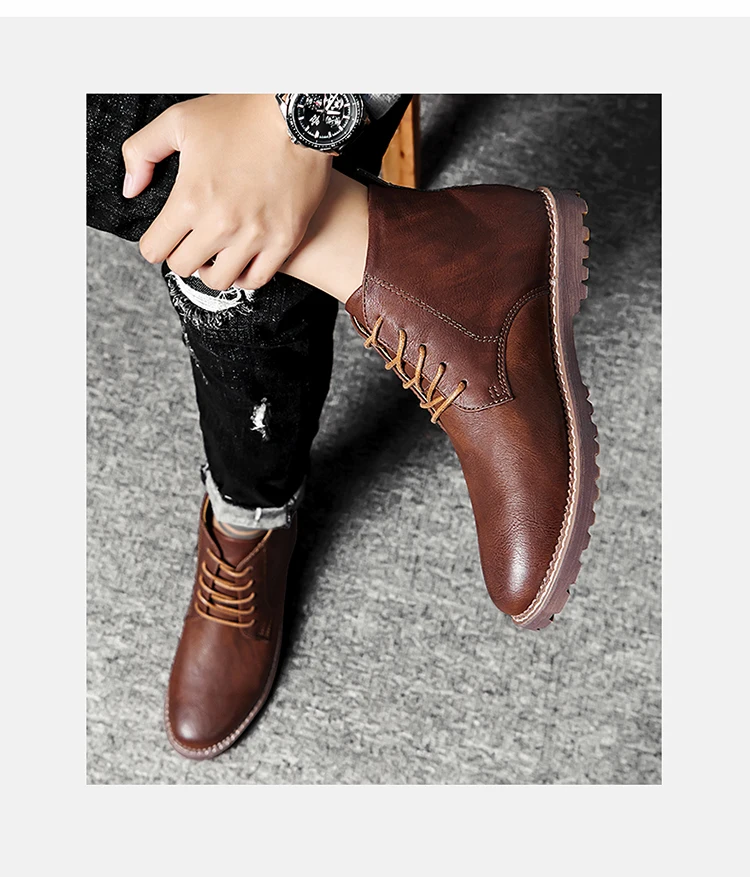 Mens Boots Retro Leather Ankle Boots for Men New Man Shoes Ankle Boot Men Design Fashion Shoes
