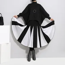 Длинные шерстяные плиссированные женские юбки плотная Теплая юбка с высокой талией зимняя винтажная модная Лоскутная эластичная женская одежда MA50211