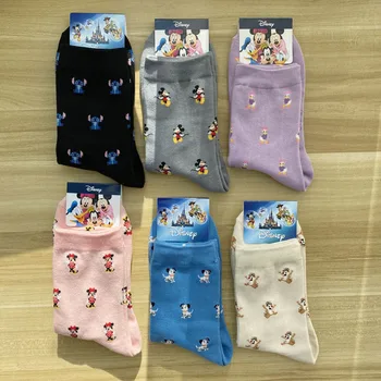 

Disney Cartoon Cute Tube Autumn And Winter Warm Sweat Candy Cotton Ladies Socks Cartoon Fashion Minnie Mickey Socks