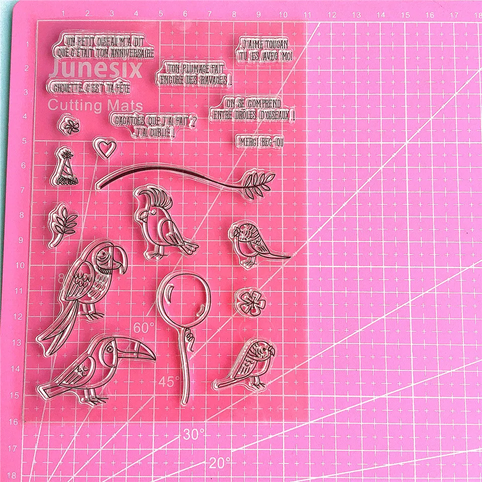 11*16 French Birds Craft Transparent Silicone Stamp for Scrapbooking DIY Photo album Card Making Decorative Clear Stamps Sheet