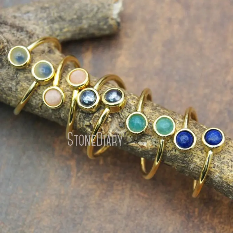 RM15599 10 шт. чистый цвет кольцо Amazonite гематит Sunstone Lapis Lazuli синий Spar для продажи