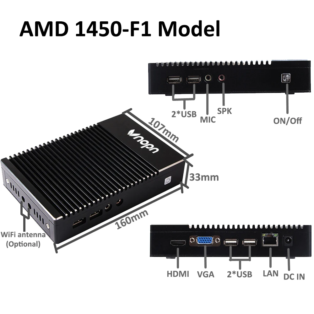 Без вентилятора AMD A6 1450 Quad-core мини-ПК с системой Windows Win10 Linux игровой компьютер WI-FI HDMI HTPC DDR3L 8G Оперативная память 256G SSD Desktop Minipc