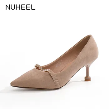

NUHEEL women's shoes new spring elegant rhinestone high heels fashion wild pointed toe stiletto shoes women туфли женские
