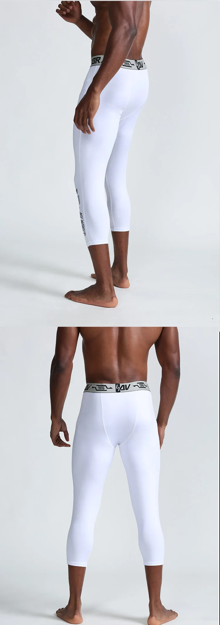 Men's Running Tights Cropped Compression Pants 3/4 Length Lycra Gym Fitness Tight Pants Basketball Training Leggings Tights