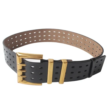 

Autumn Vintage Fashion Cowskin Leather Belts Female Hollow Out Wide Belts for Women Korean Style Tide