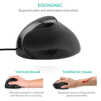 

6 Buttons Portable Ergonomic Mice Small Game Wired Vertical Mouse Adjustable DPI USB Home Office Computer Optical High Precision