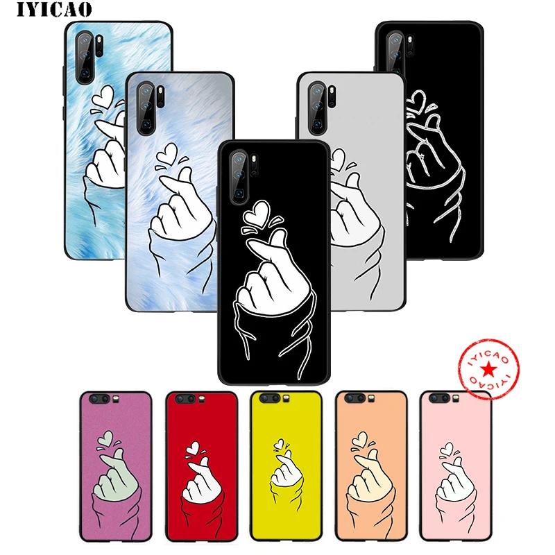 Love On The Finger Kpop Heart Soft Case for Huawei P30 P20 P10 P9 P8 2017 2016 2015 P Smart Z Plus 2019 Mate 20 10 Lite Pro Mini |