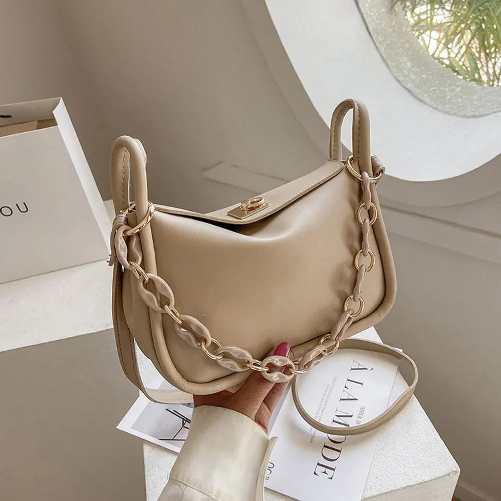 

Simple Women's Shoulder Bags All-Match Crossbody Bags Fashion Elegant Handbag 2021 Summer Chain Ladies Small Square Party Purse