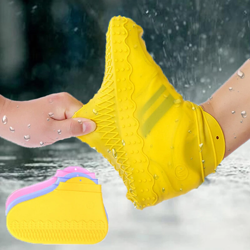 

New Men&Women Waterproof Rain Reusable Shoes Covers All Seasons Slip-resistant Rubber Rain Boot Overshoes Shoes Accessories