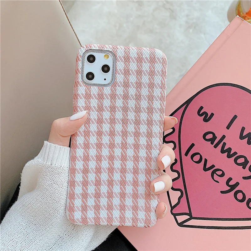 Модная однотонная ткань чехол для iPhone 11 Pro Max XS X XR 6 S 6 S 7 8 Plus Мягкий силиконовый тонкий теплый плюшевый чехол для iPhone11 - Цвет: Pink