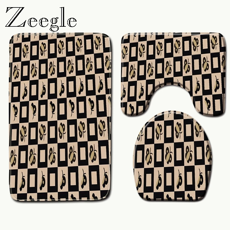 Zeegle 3 шт. коврики для ванной из микрофибры с рисунком, Нескользящие Коврики для ванной комнаты, коралловый флис, коврики для ванной, моющиеся коврики для ванной
