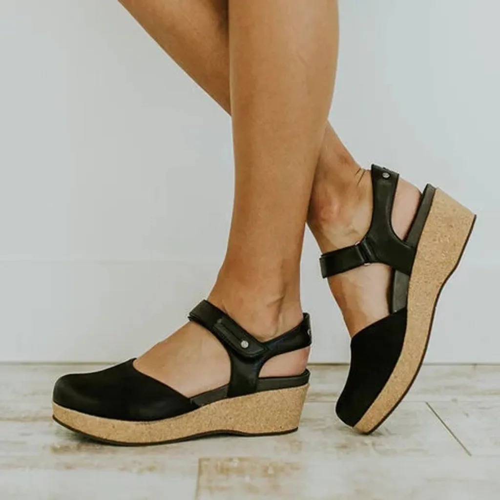

Womens Shoes Fashion Retro Flats Wedges Round Toe Thick bottom Non-slip Roman Sandals sandali donna chaussures femme ete 2019