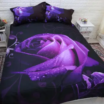 

50LOVINSUNSHINE Comforter Bedding Sets Bed Sheet Queen Bedding Set King Size Purple Rose Print 3d Quilt Cover AB#88