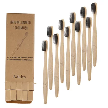 

10PCS Bamboo Toothbrush Eco-Friendly BPA Free Soft Bristle Charcoal Teeth Whitening Adult Toothbrushes Health Dental Oral Care